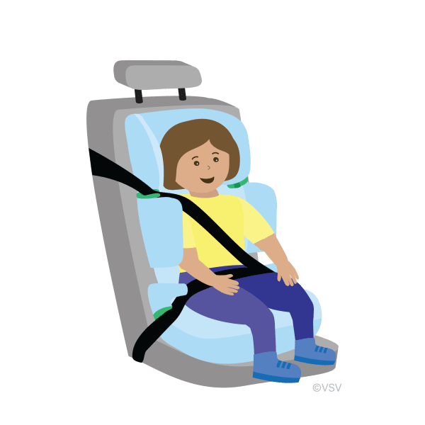 Tekening Kind in kinderstoel in de auto