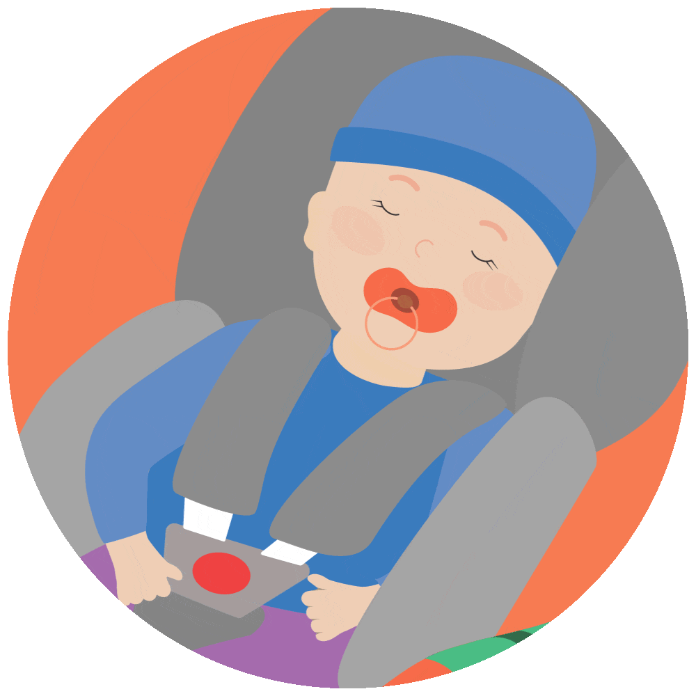 Tekening gordels niet gedraaid in babyzitje auto